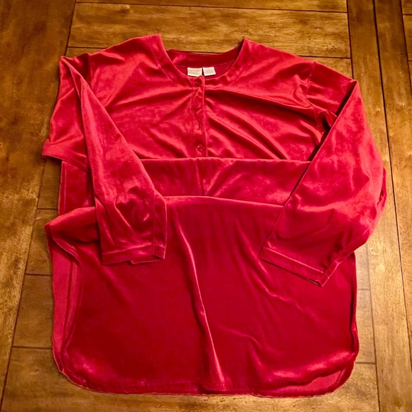 Gilligan and Omalley V-Neck Robe Womens Med. Pullover Red Plush Soft 0,1:S-1452 - Picture 7 of 10